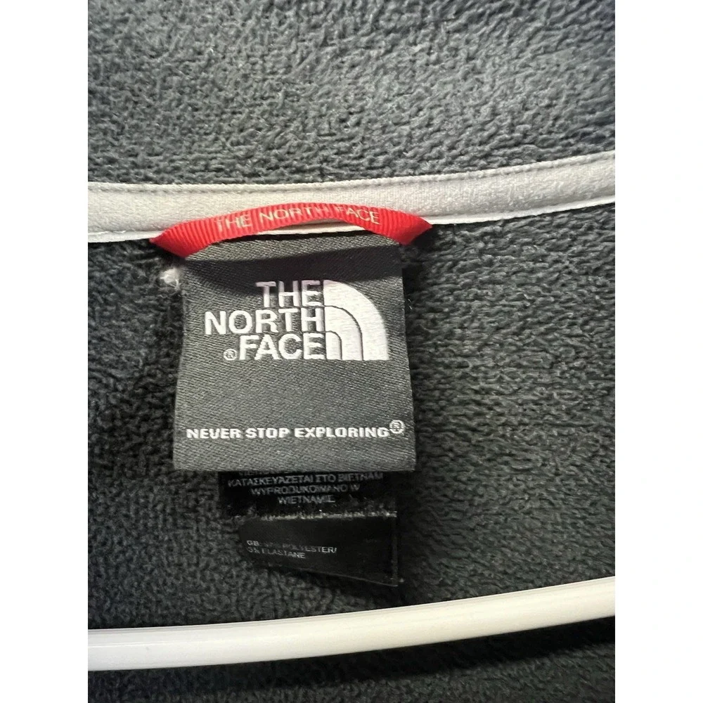 The North Face Mens Large Full Zip Fleece Jacket Grey Black Textured Waffle Knit